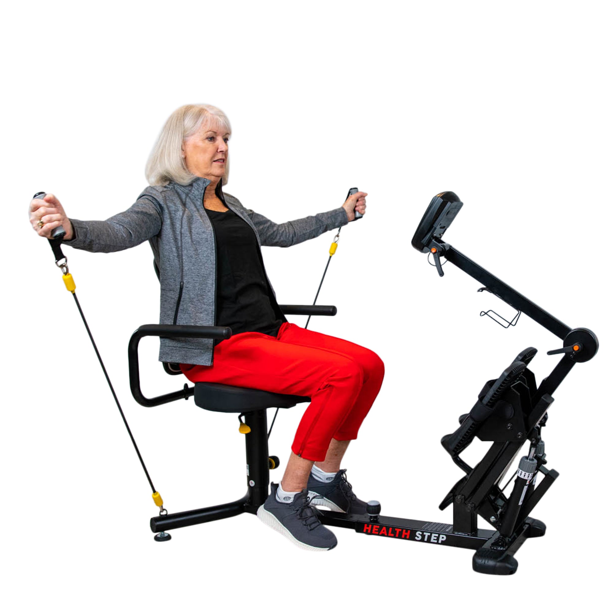 Stepper lineal reclinable HealthStep con asiento giratorio para personas mayores 